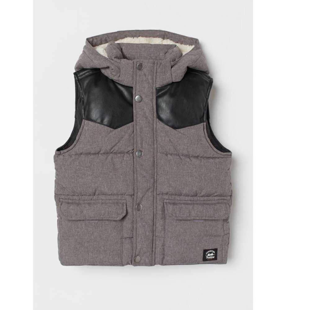 H&M Kids Hooded Vest with Black Accents size 4-6T LIKE NEW